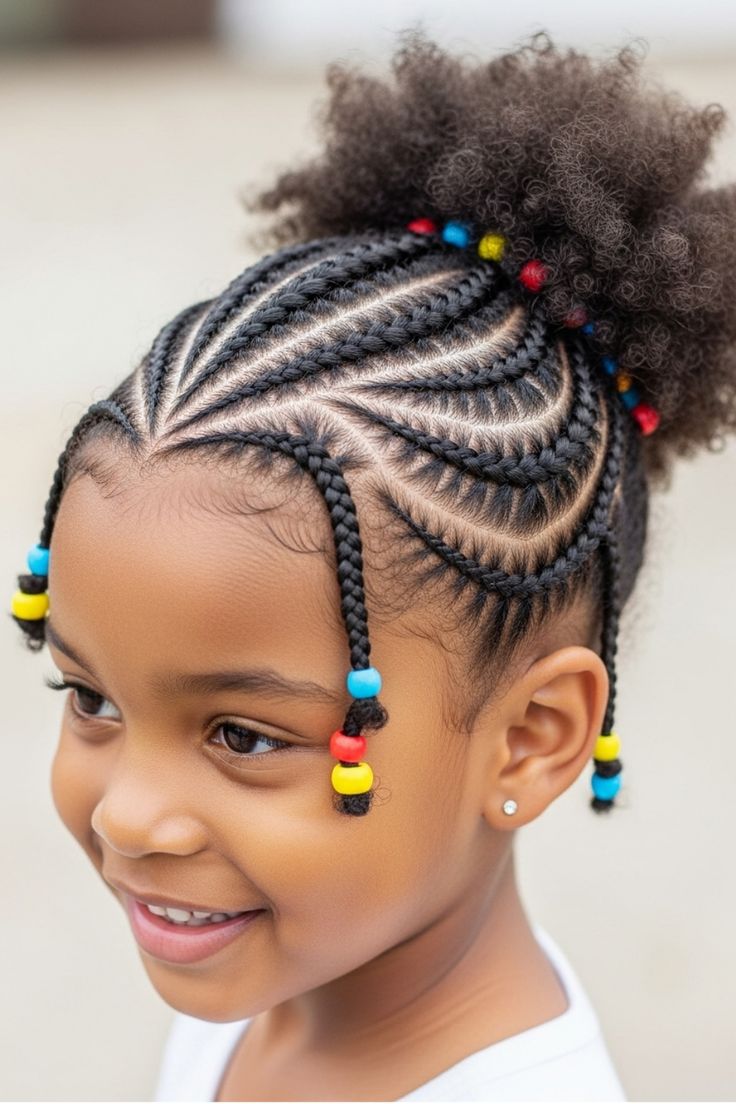Nattes avec perles coiffure petite fille