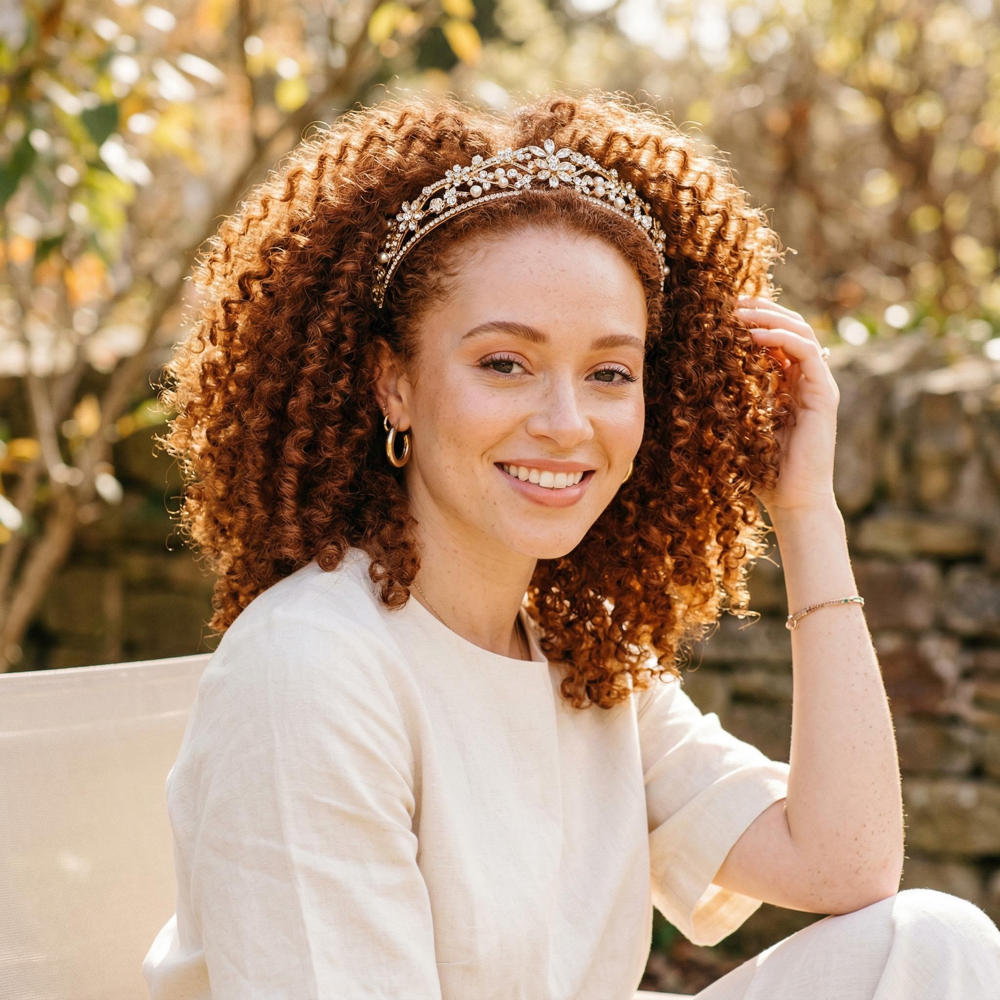 Natural curls with accessories party hairstyle