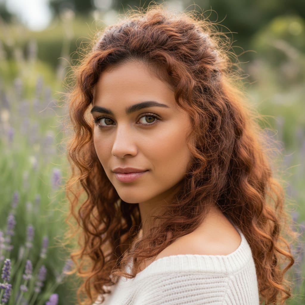 Reference photo before AI natural curls hairstyle