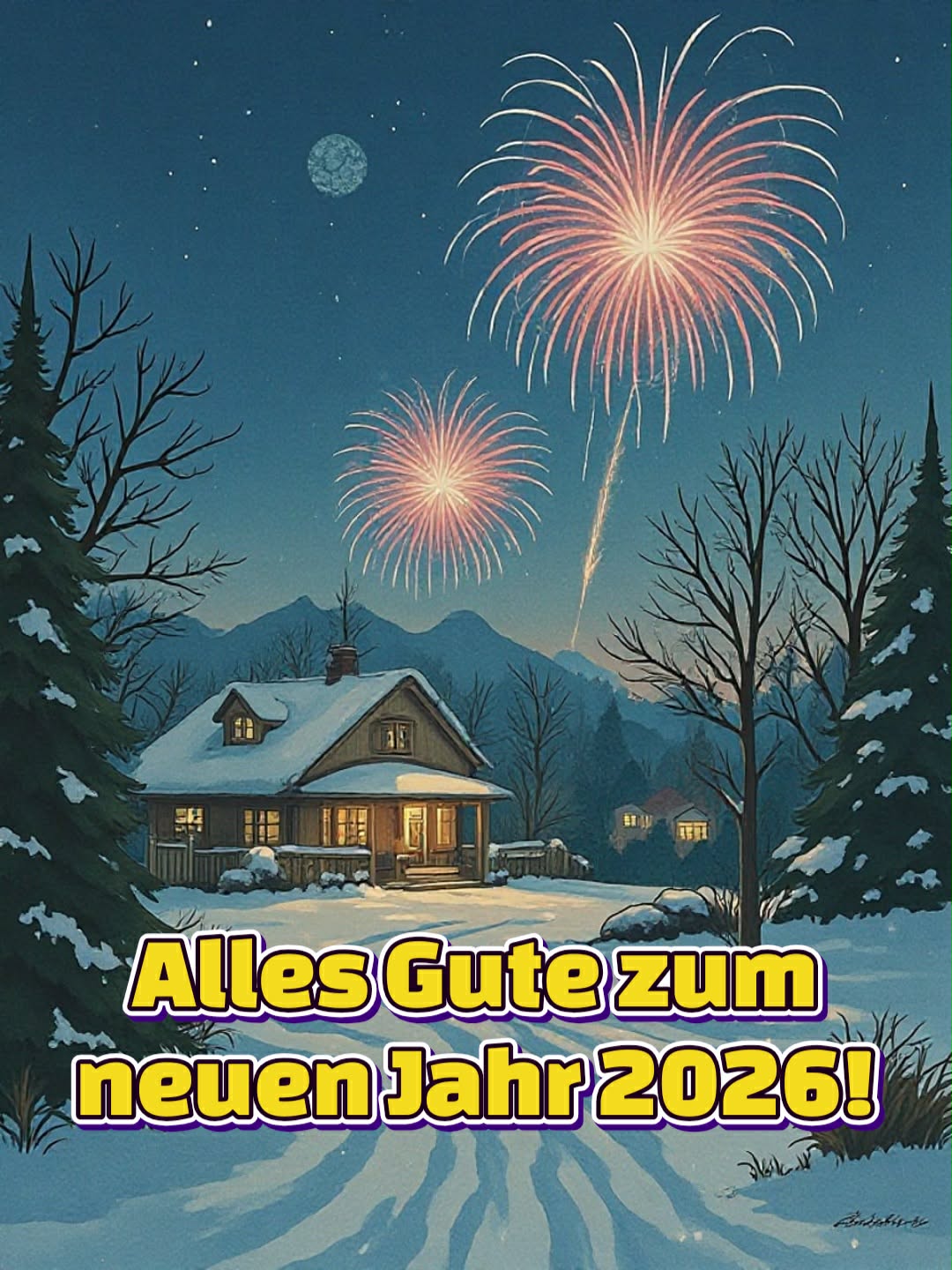 Neujahrsbild mit Gruß: 'Alles Gute zum neuen Jahr 2026!'