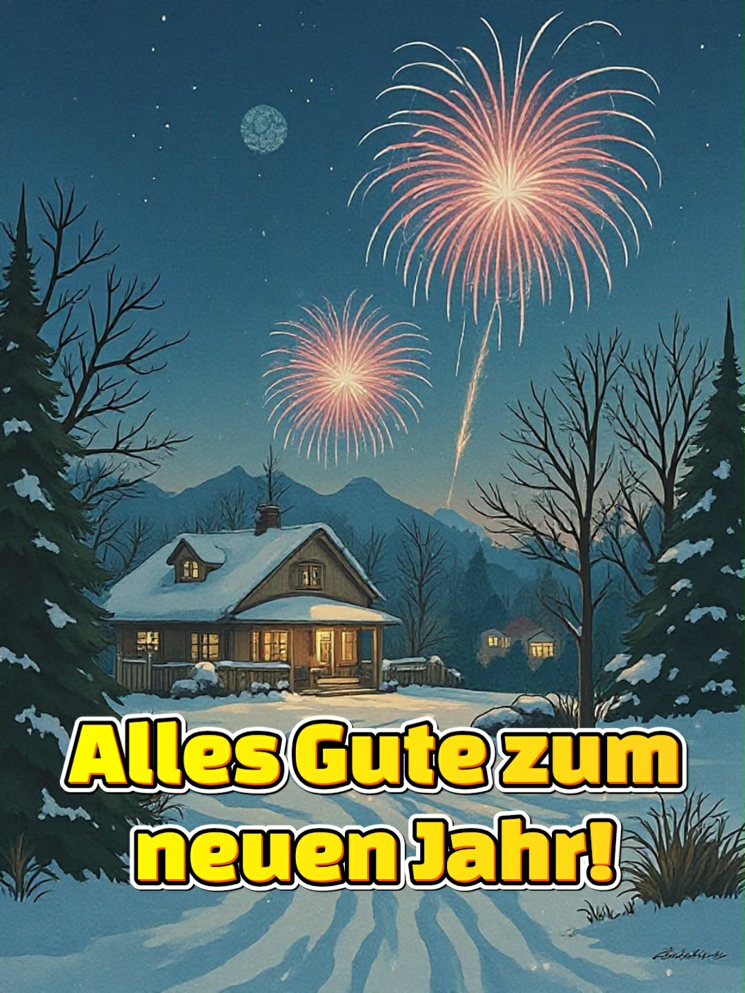 Neujahrsbild mit Gruß: 'Alles Gute zum neuen Jahr!'