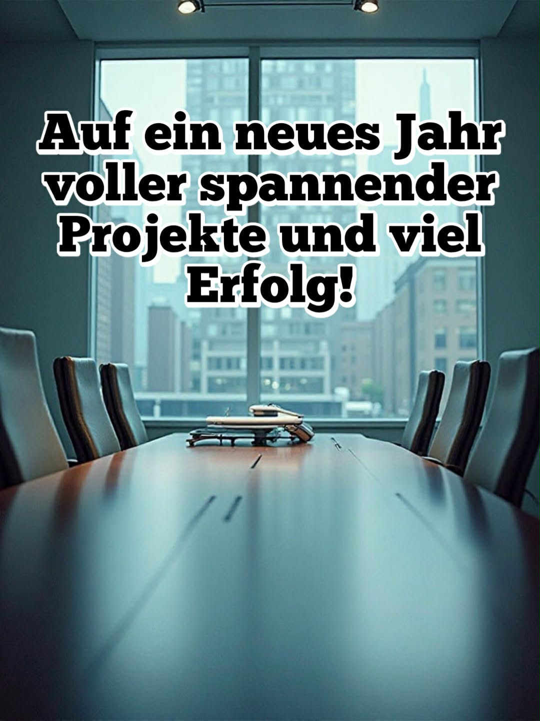 Neujahrsbild mit Gruß: 'Auf ein neues Jahr voller spannender Projekte und viel Erfolg!'