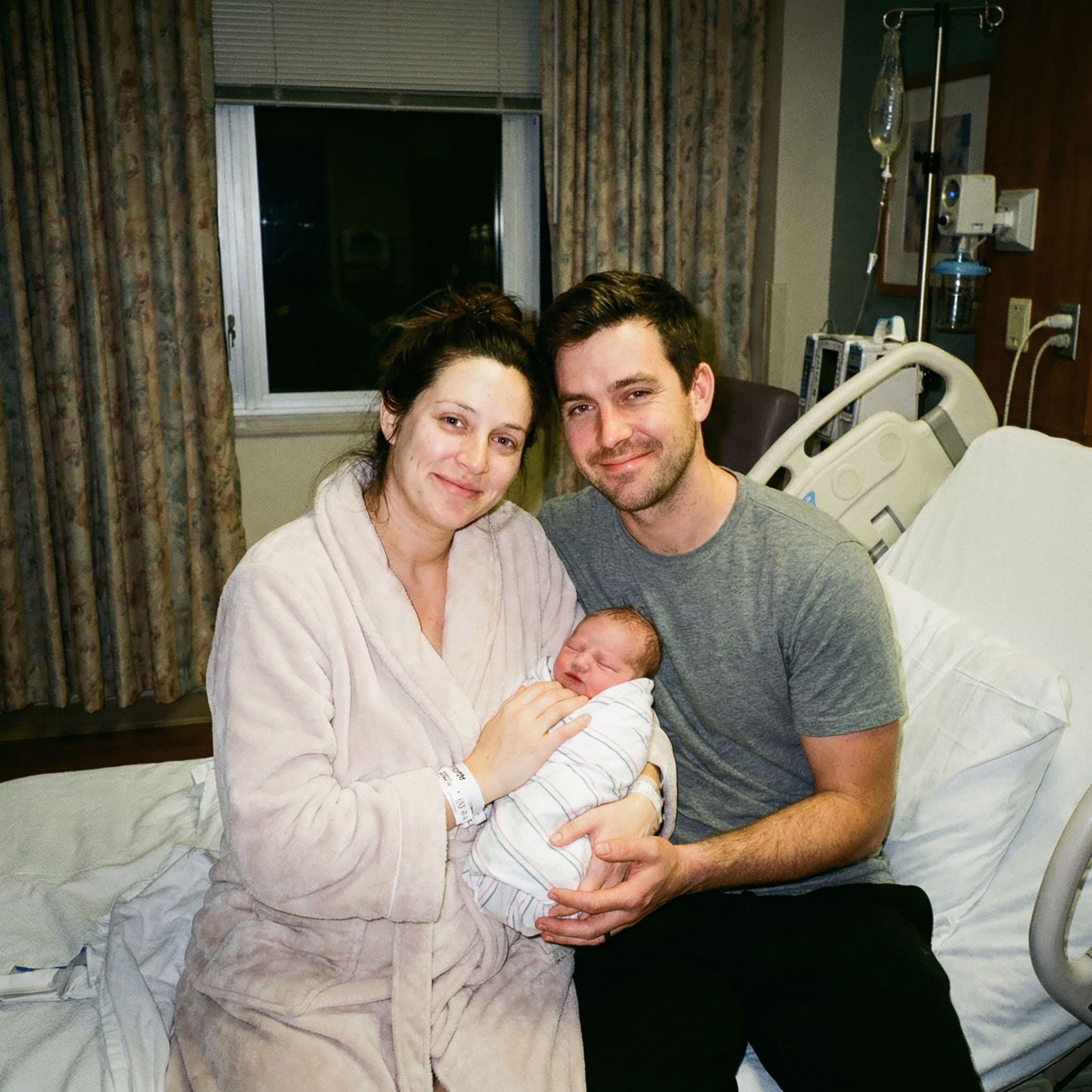 Original photo before AI newborn with parents transformation