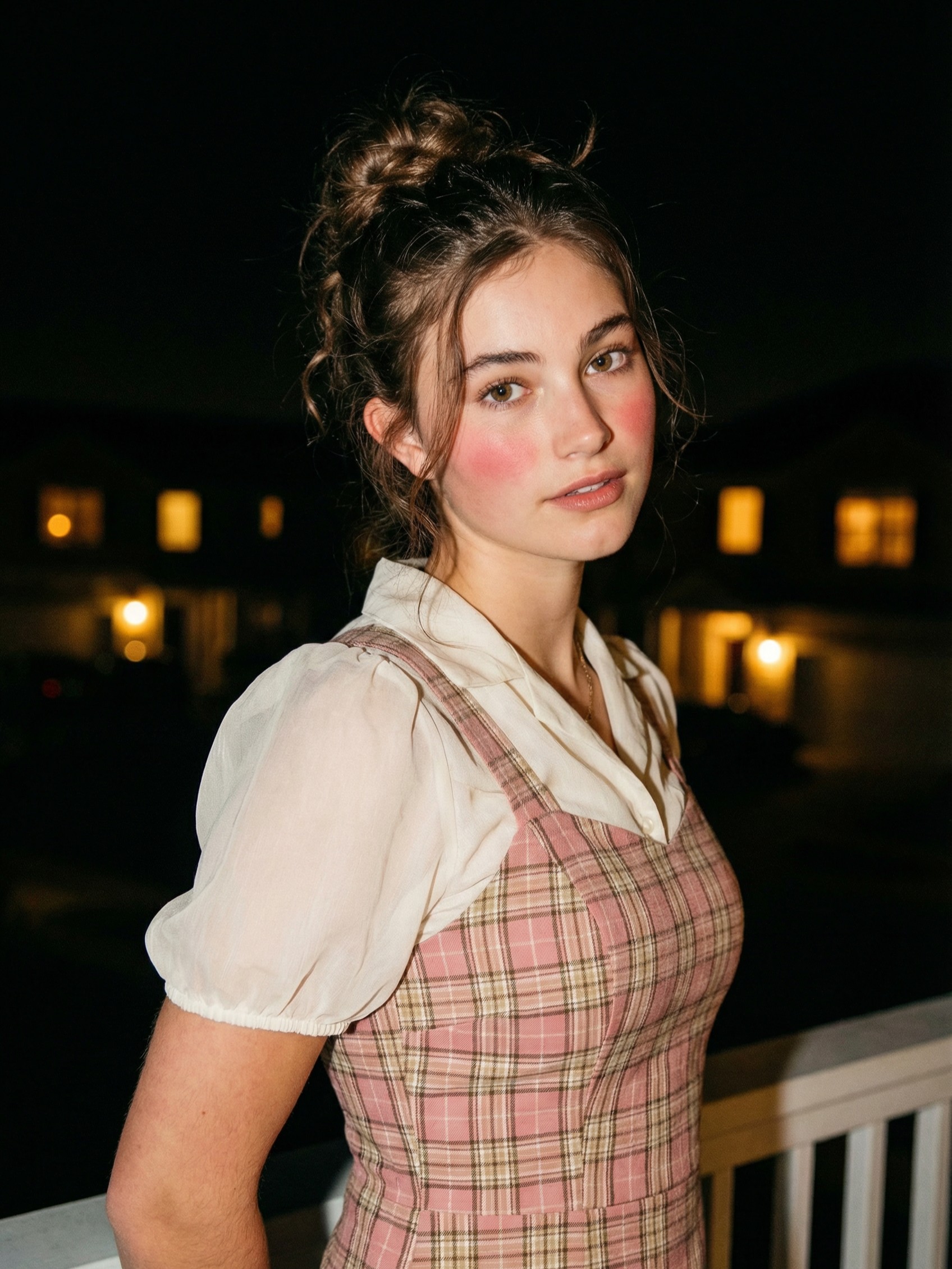 Flash photography night portrait with soft glow