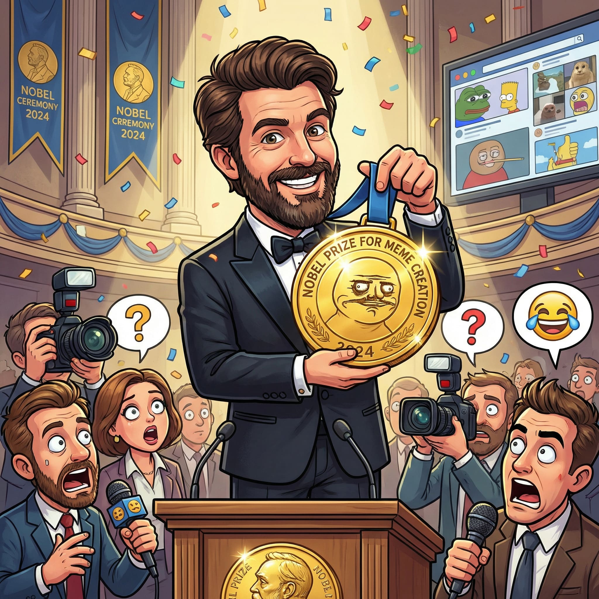 Breaking news collègue Nobel meme - image IA Après