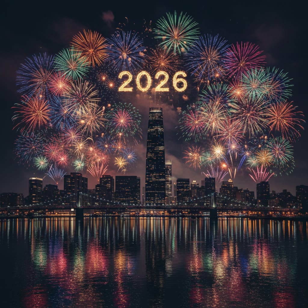 City Fireworks Celebration at Midnight