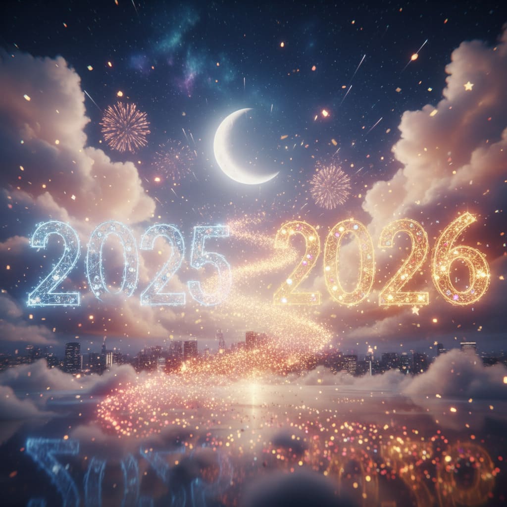 Dreamy New Year Transition from 2025 to 2026