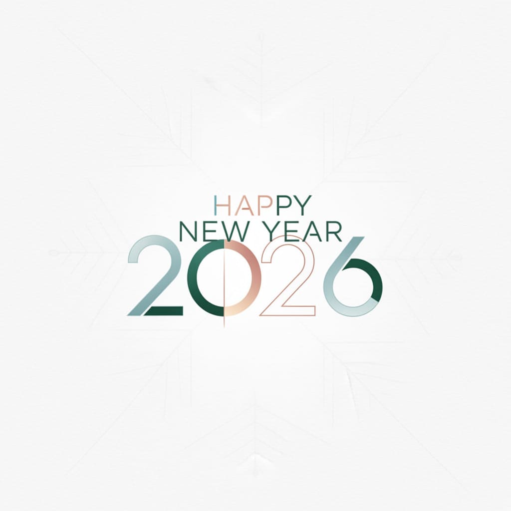 Minimalist Happy New Year 2026 Typography Design