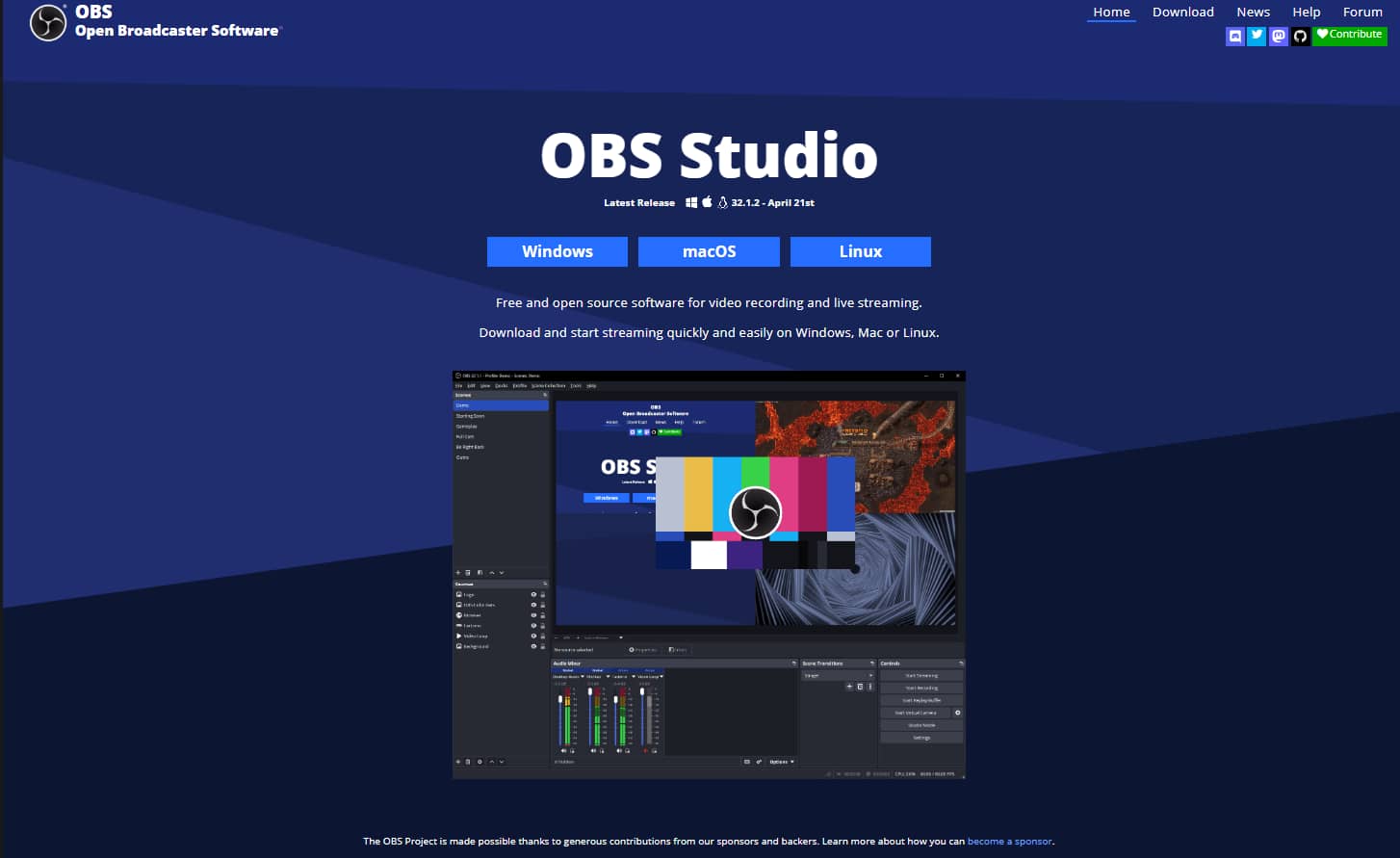 Interfaz de OBS Studio 