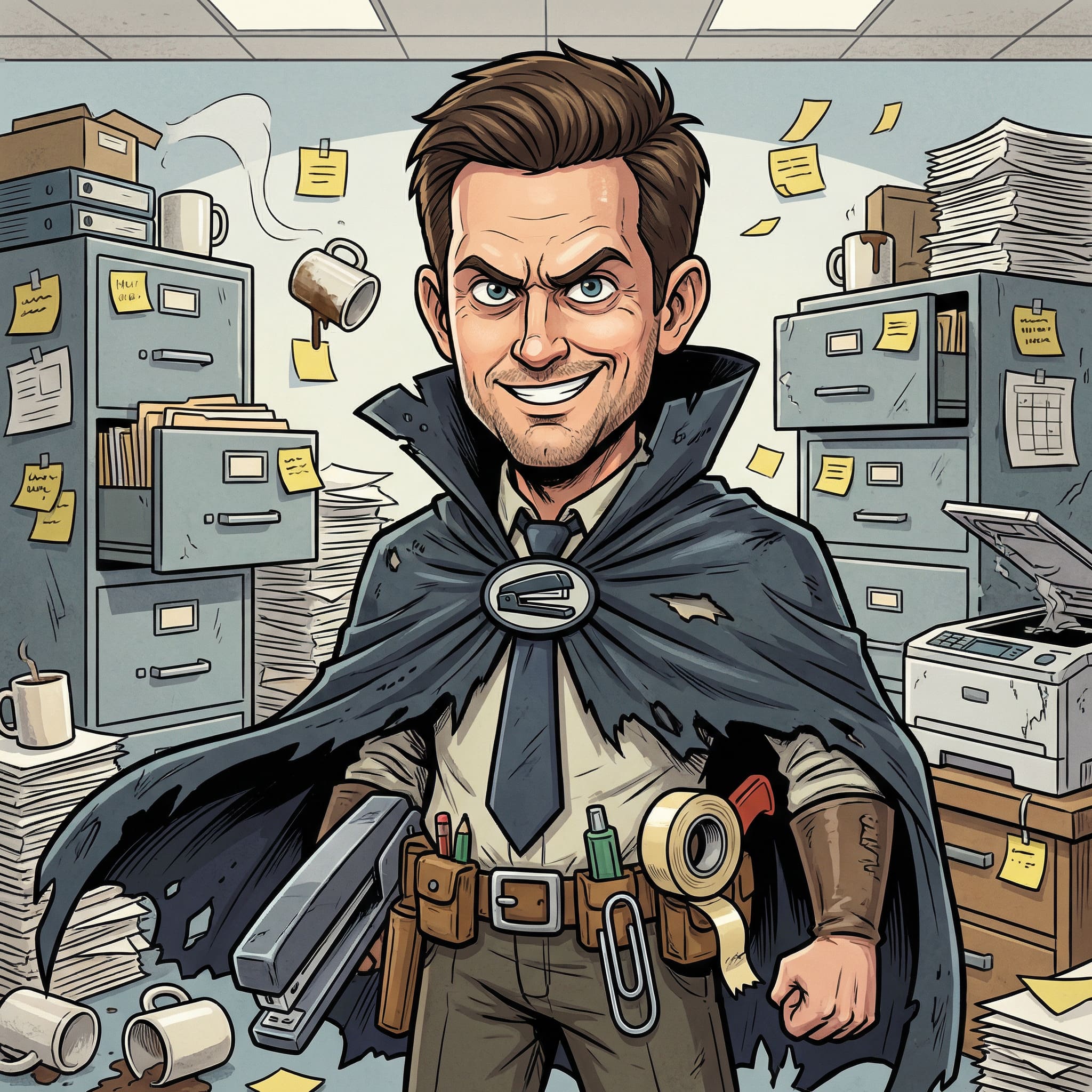 Super-vilain de bureau - image IA Après