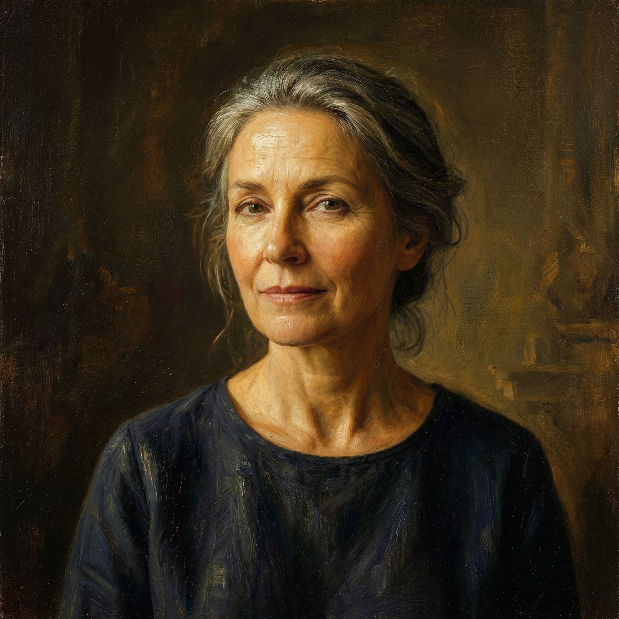 Classical oil painting portrait of mom created with AI