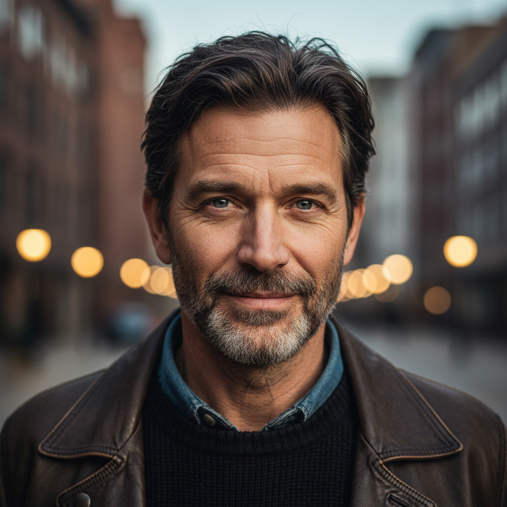 Original portrait photo before baroque painting effect