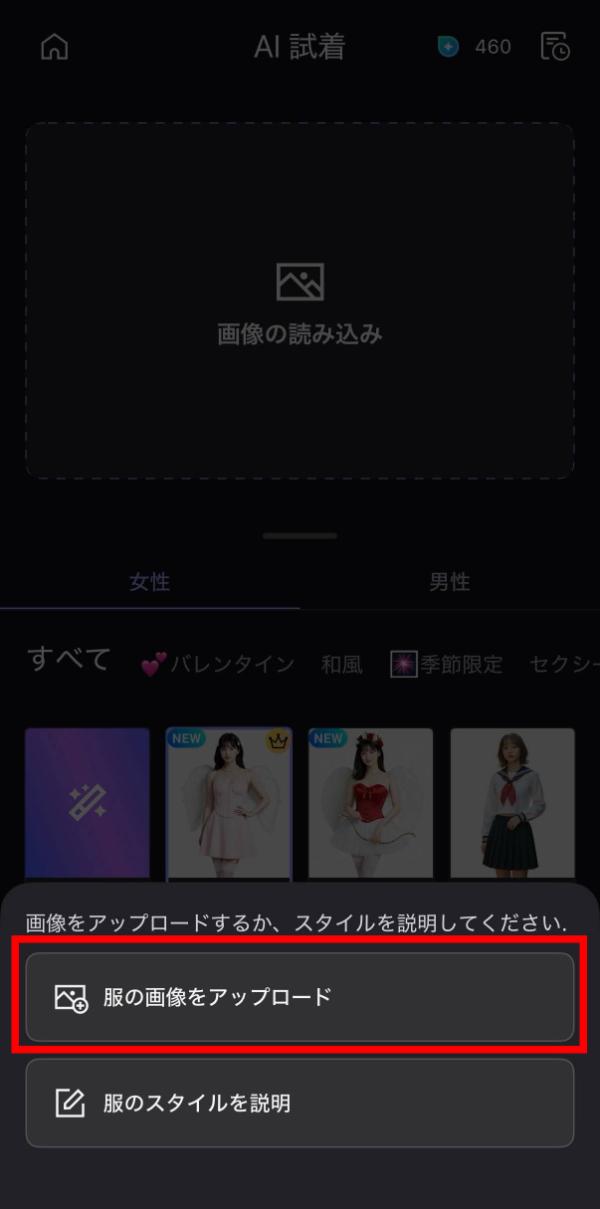 バーチャル試着解説画面