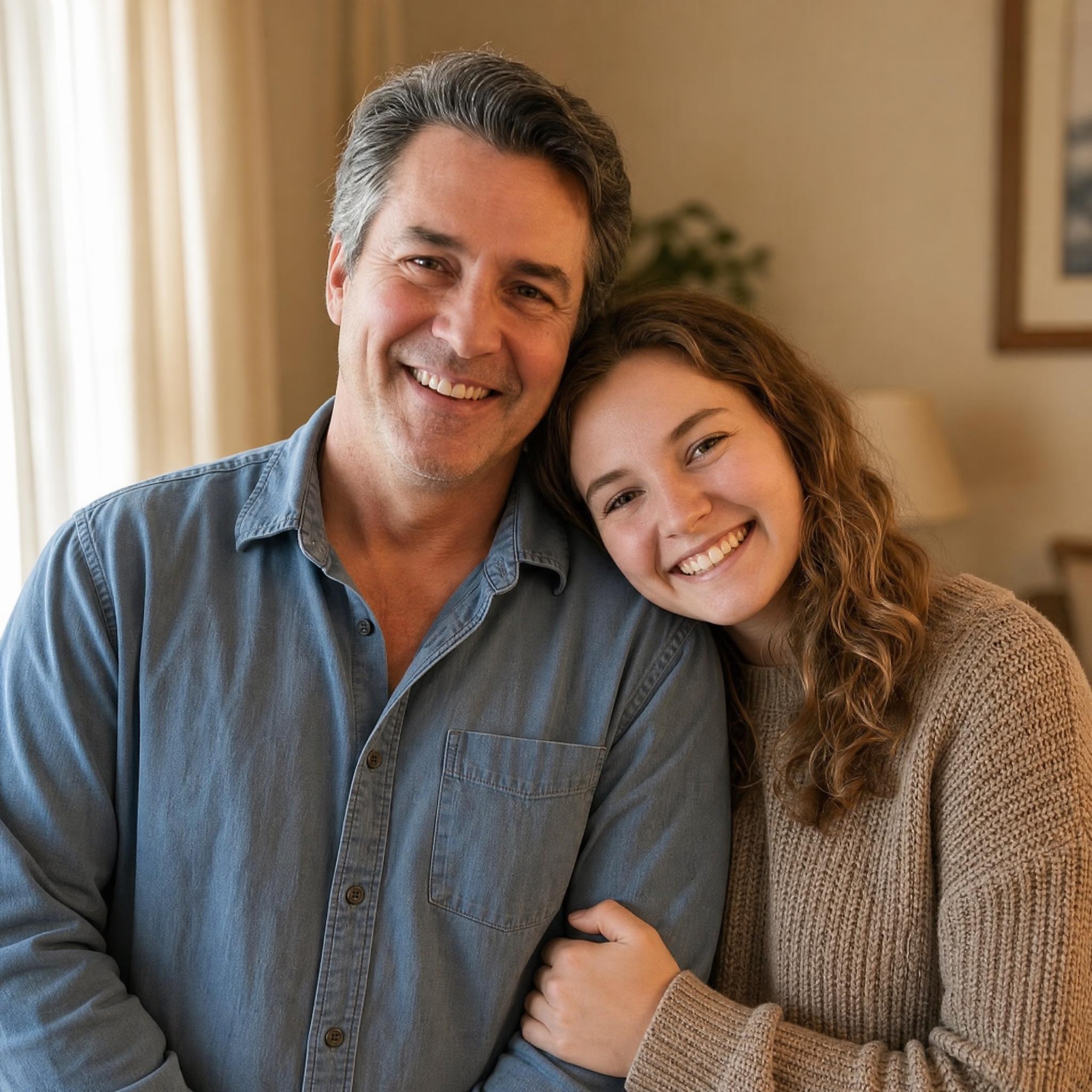 Retrato emotivo de padre e hija creado con IA