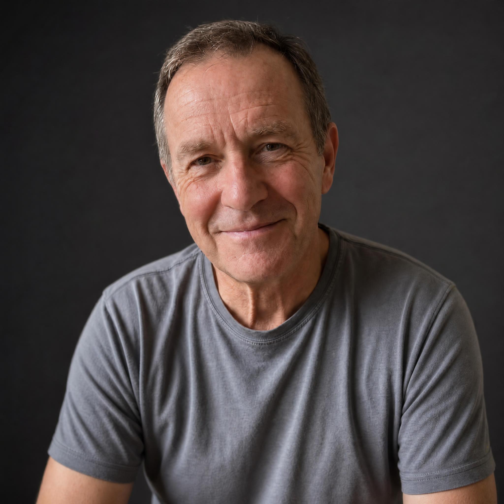 Retrato de estudio de papá tras la mejora con IA