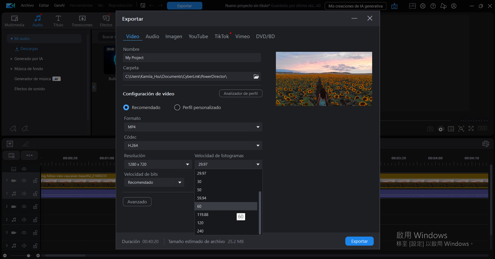 convertir MP4/MOV con PowerDirector