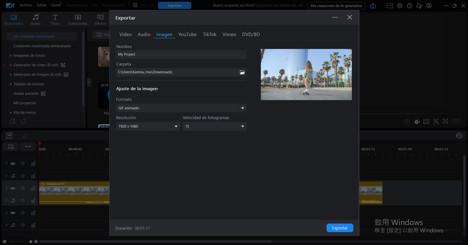 Convertir video a GIF con PowerDirector