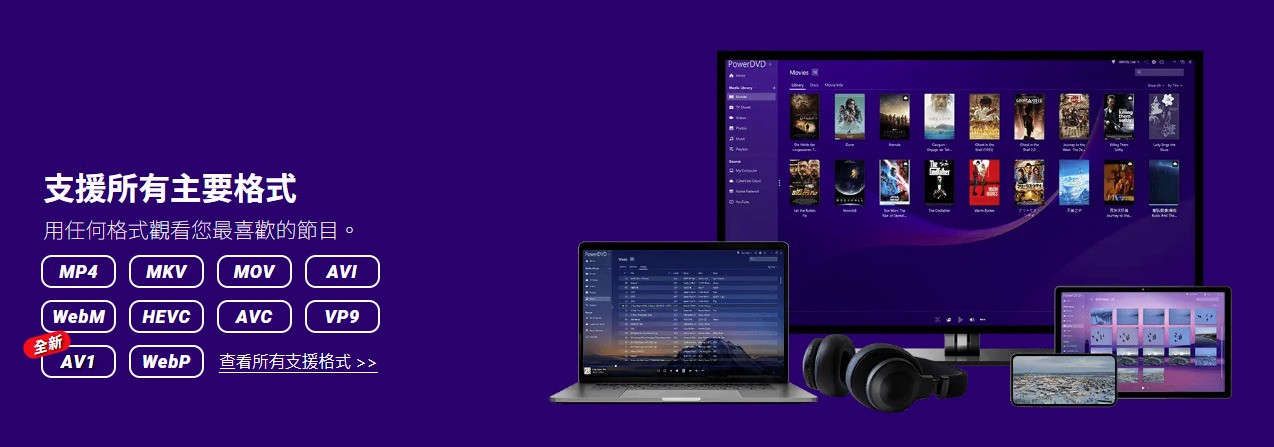 PowerDVD 支援多種格式