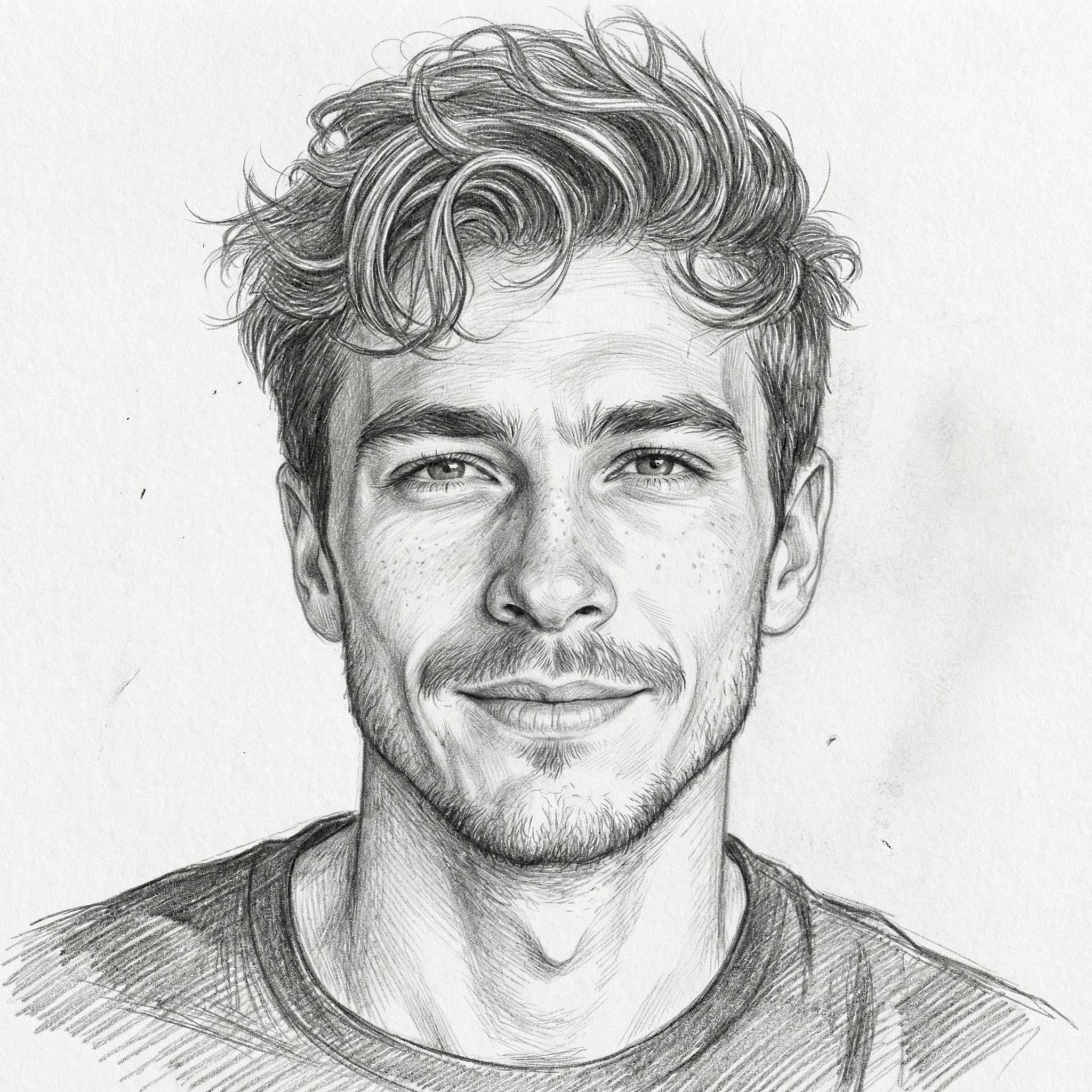 Portrait photo turned into realistic pencil sketch drawing