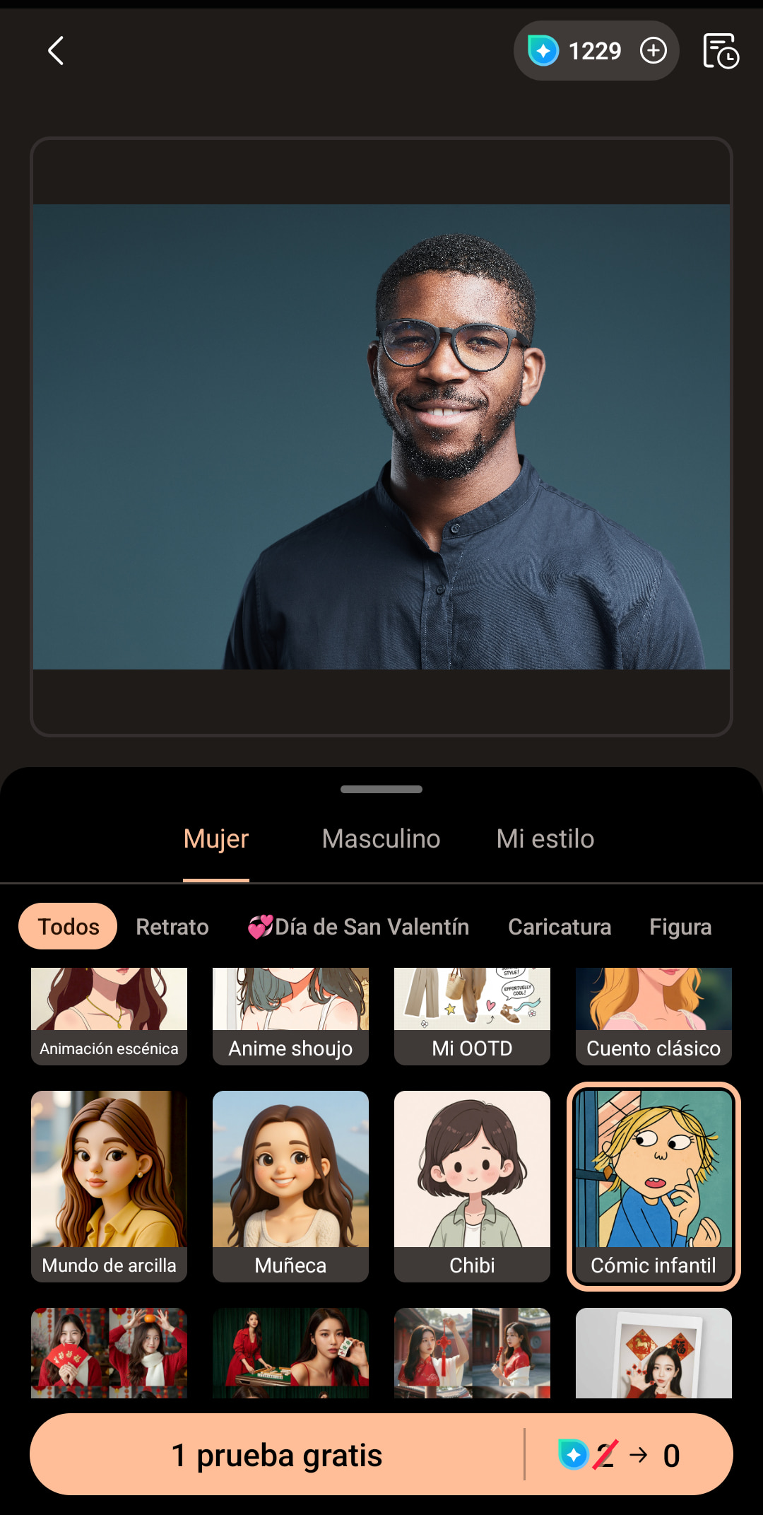 App para hacer retratos IA con PhotoDirector Arte IA