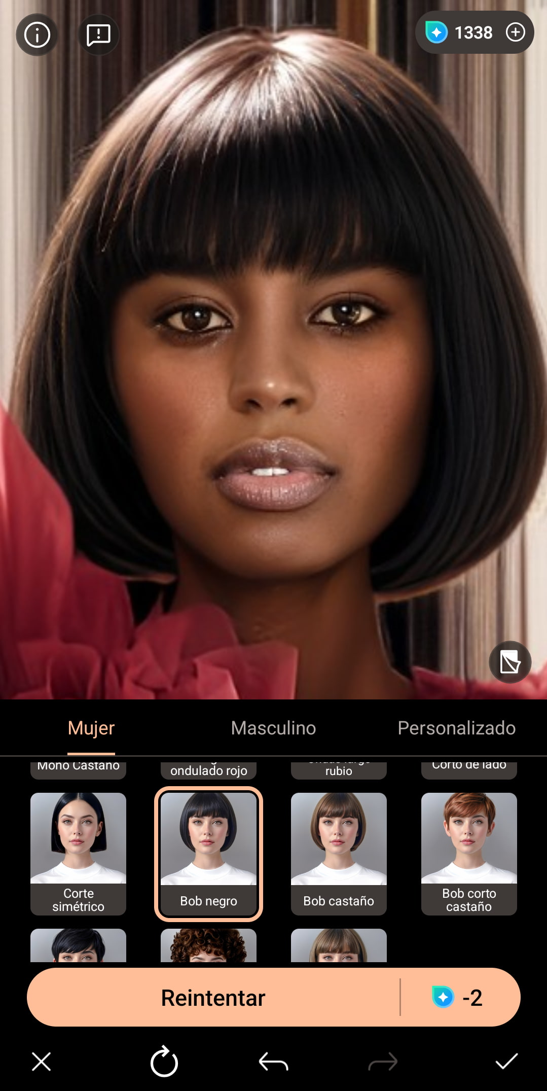 Interfaz de la función Peinado IA de PhotoDirector