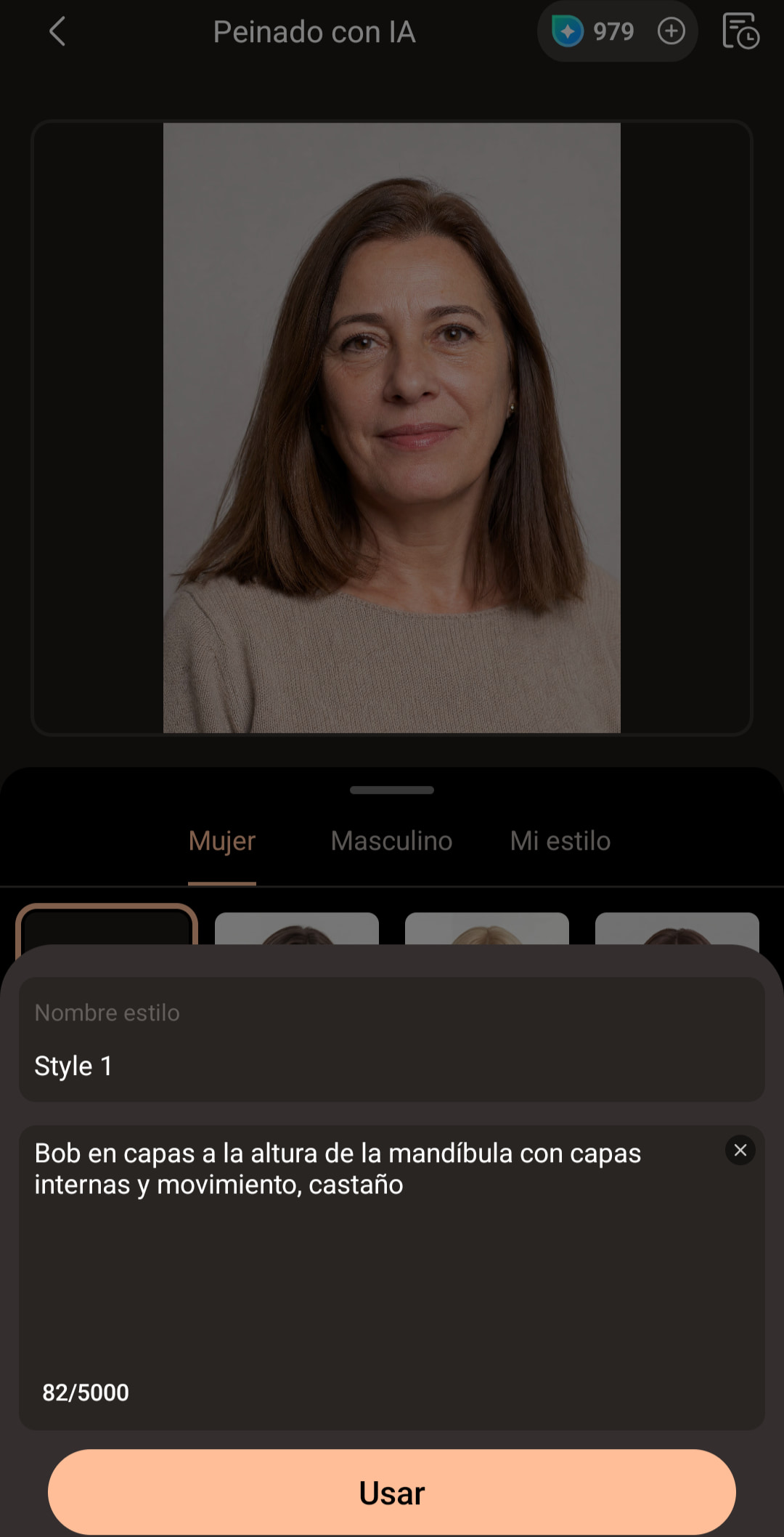 PhotoDirector AI Hairstyle - probar cortes de pelo señoras 50 años