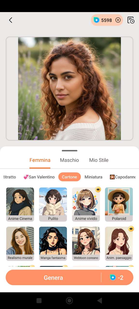 PhotoDirector - scegli un modello cartone