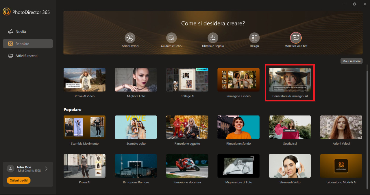 PhotoDirector per PC - avvia lo strumento Testo-in-Immagine