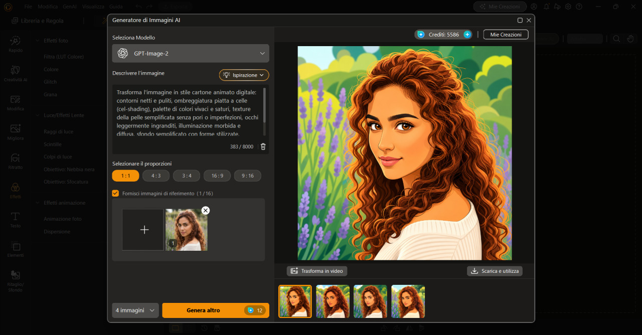 PhotoDirector per PC - foto generata in stile cartone animato