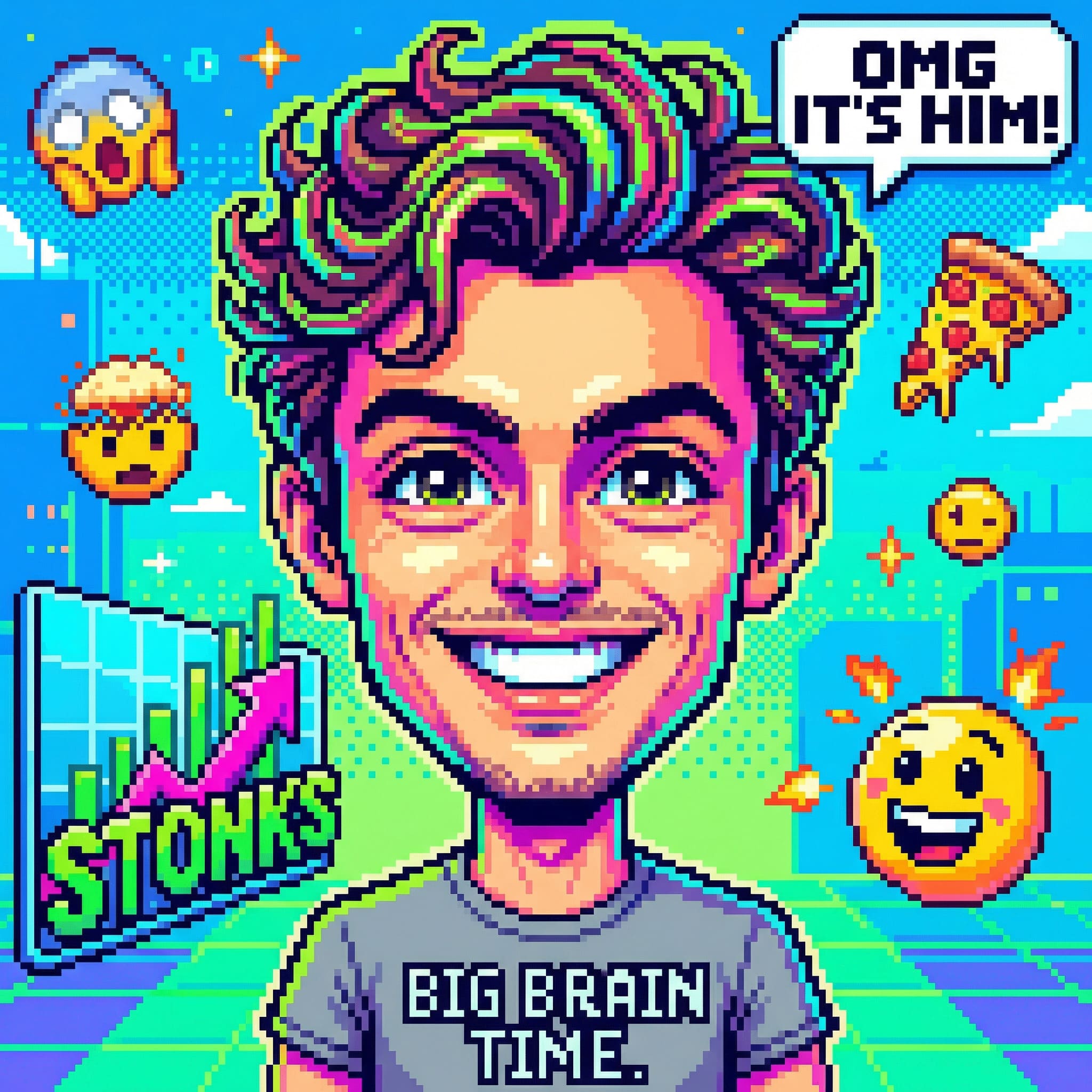 Personnage pixel art mème - image IA Après