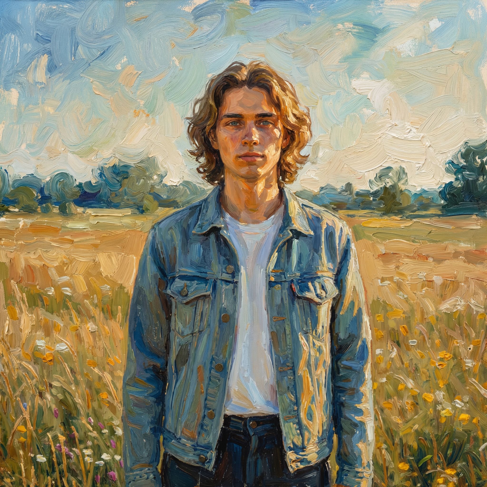 Outdoor portrait transformed into plein air impressionist painting