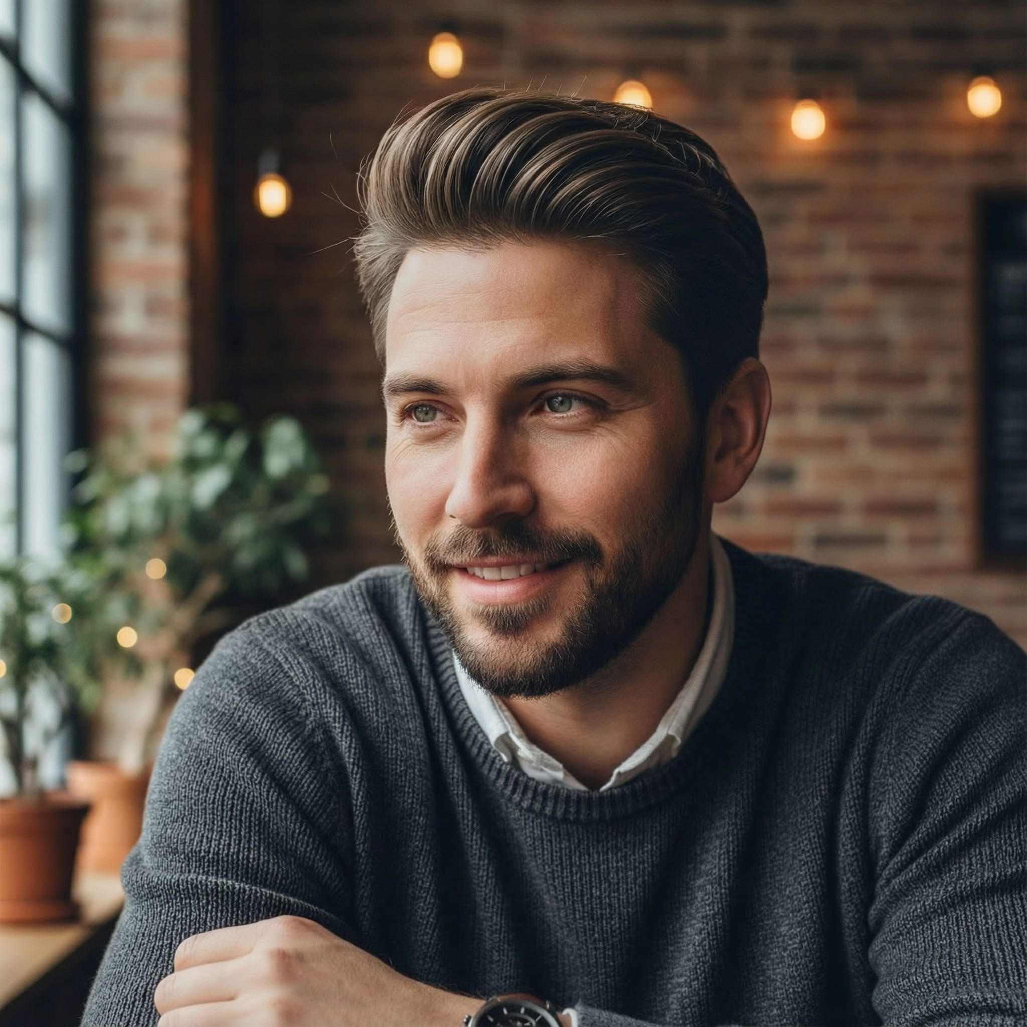 AI-generated modern pompadour hairstyle using Gemini AI