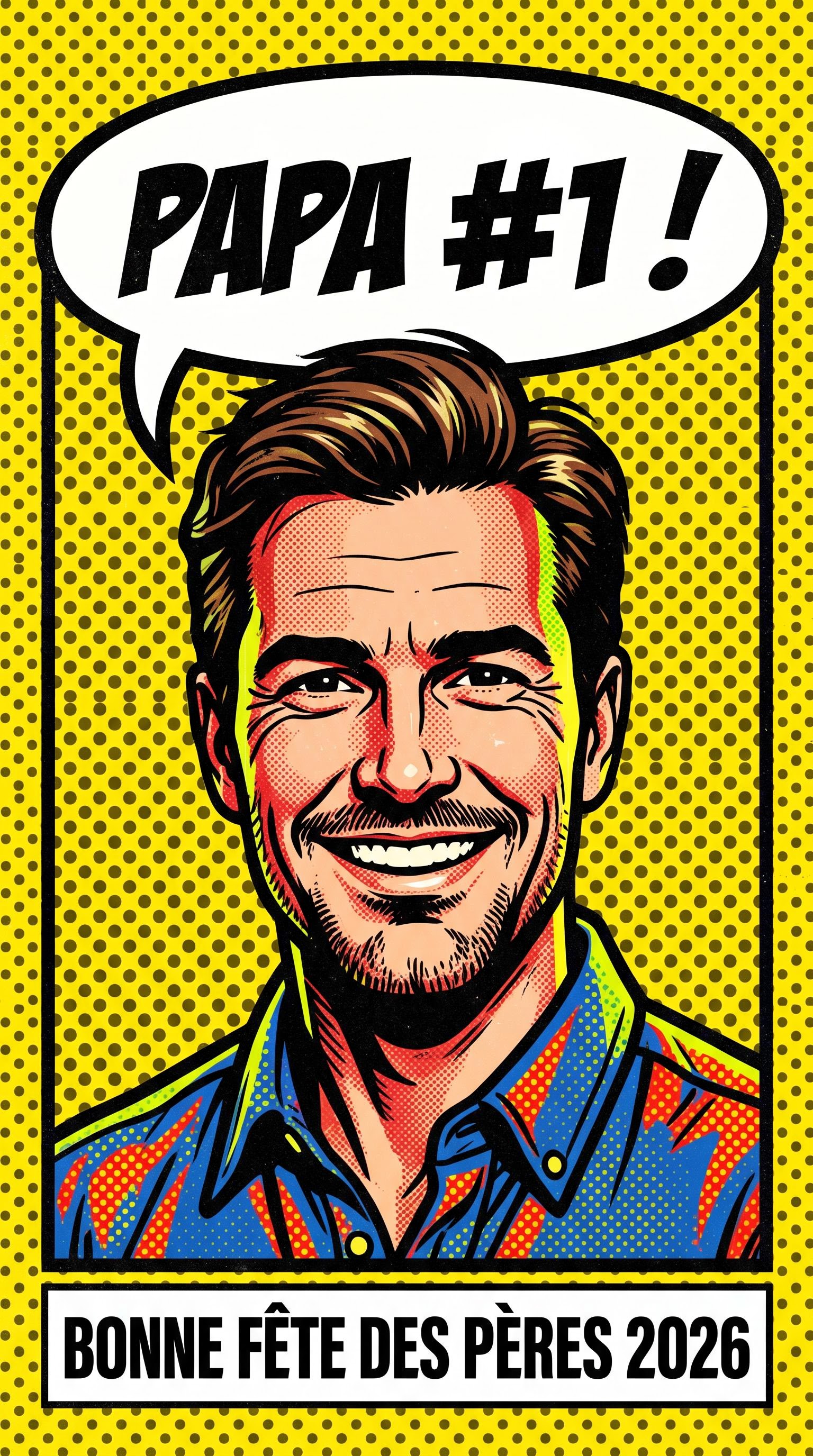 Affiche style pop art pour la fête des pères, générée par IA