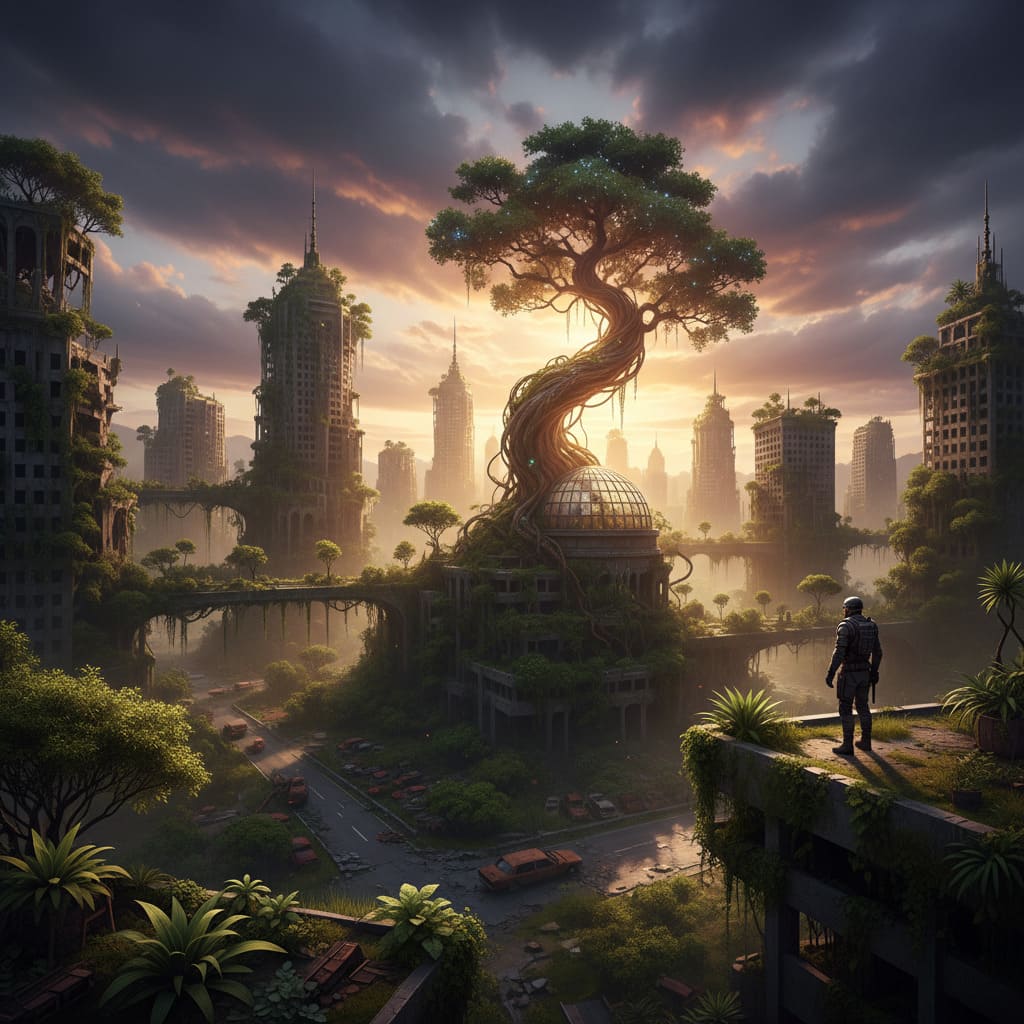 Paysage urbain post-apocalyptique