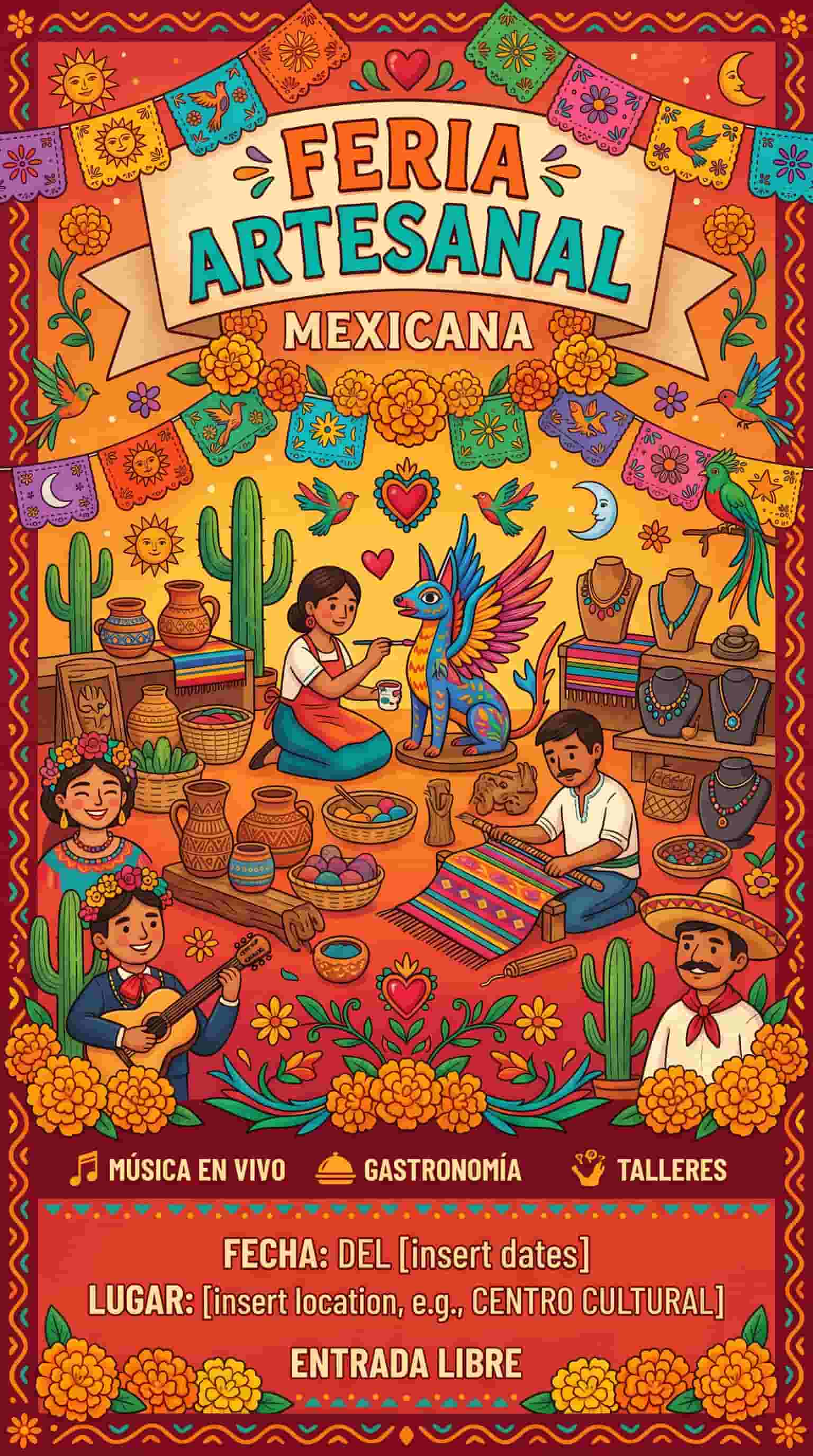 Poster para feria artesanal creado con MyEdit