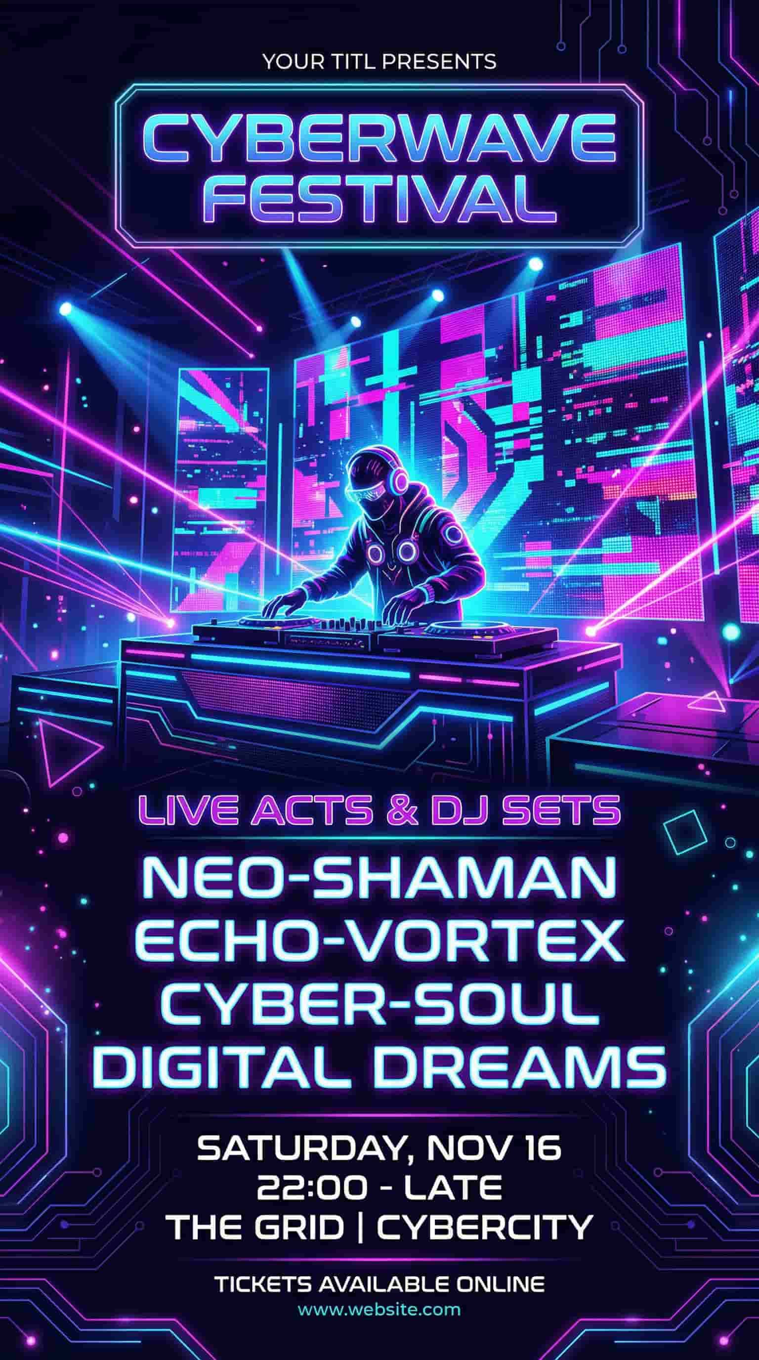 Poster para un concierto de música electrónica creado con MyEdit