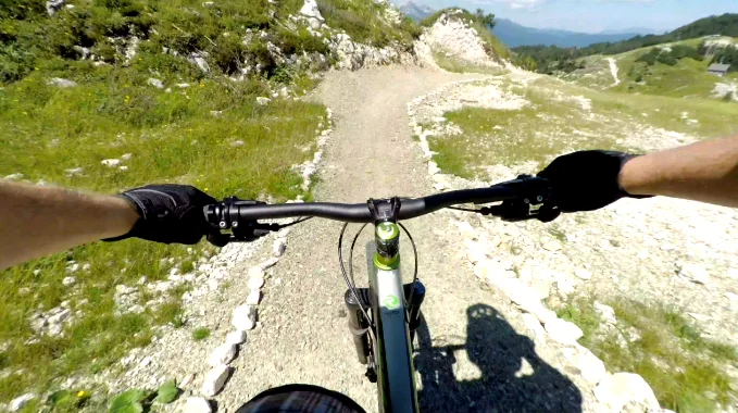The same frame after Lens Correction, with a flatter handlebar and straighter trail edges