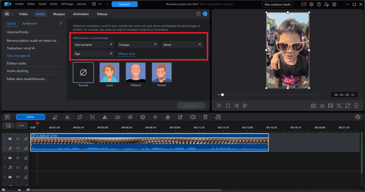 utiliser le transformateur vocal dans powerdirector pour modifier sa voix