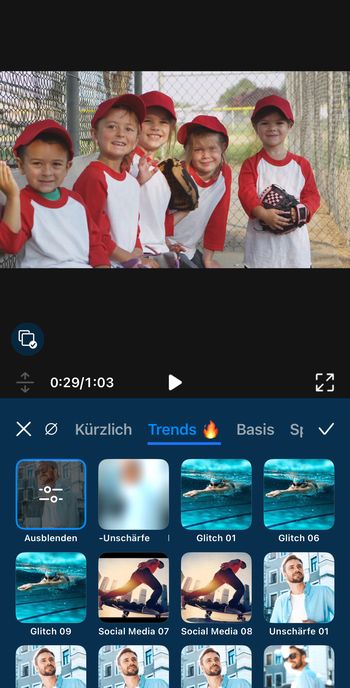 Übergangseffekte auswählen