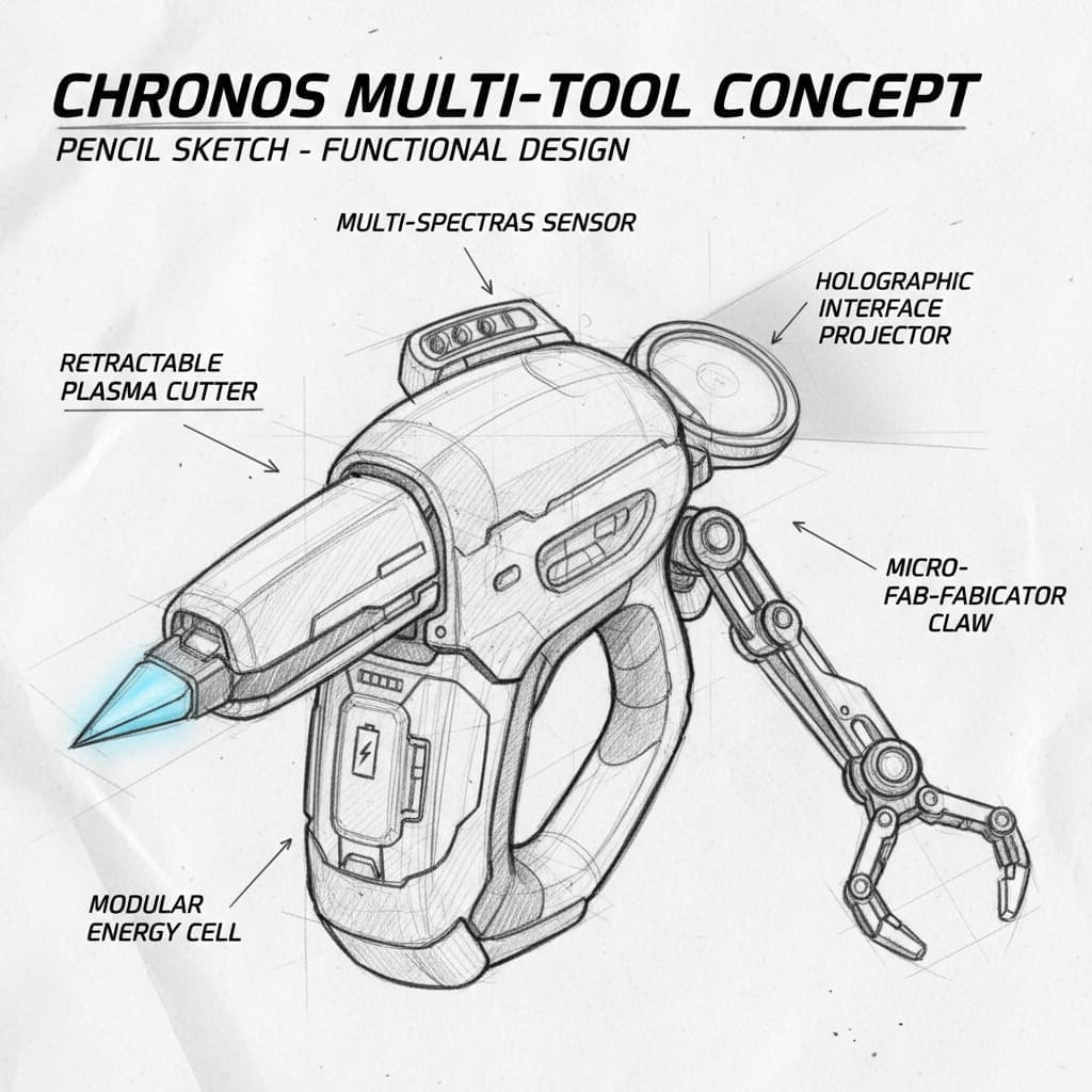 Sketch of gadget or household item