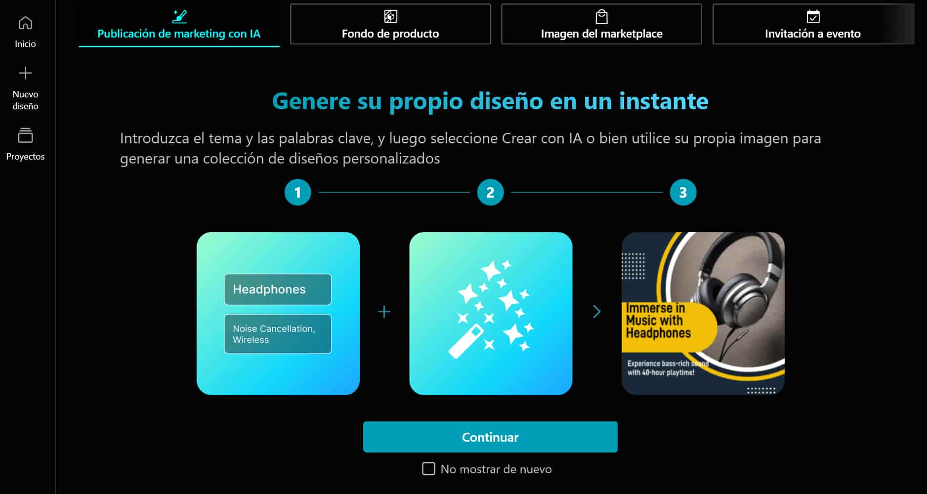 Página de Promeo para crear publicaciones de marketing