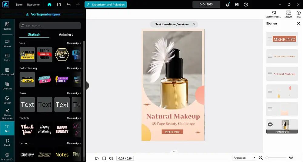 Videovorlage individuell bearbeiten