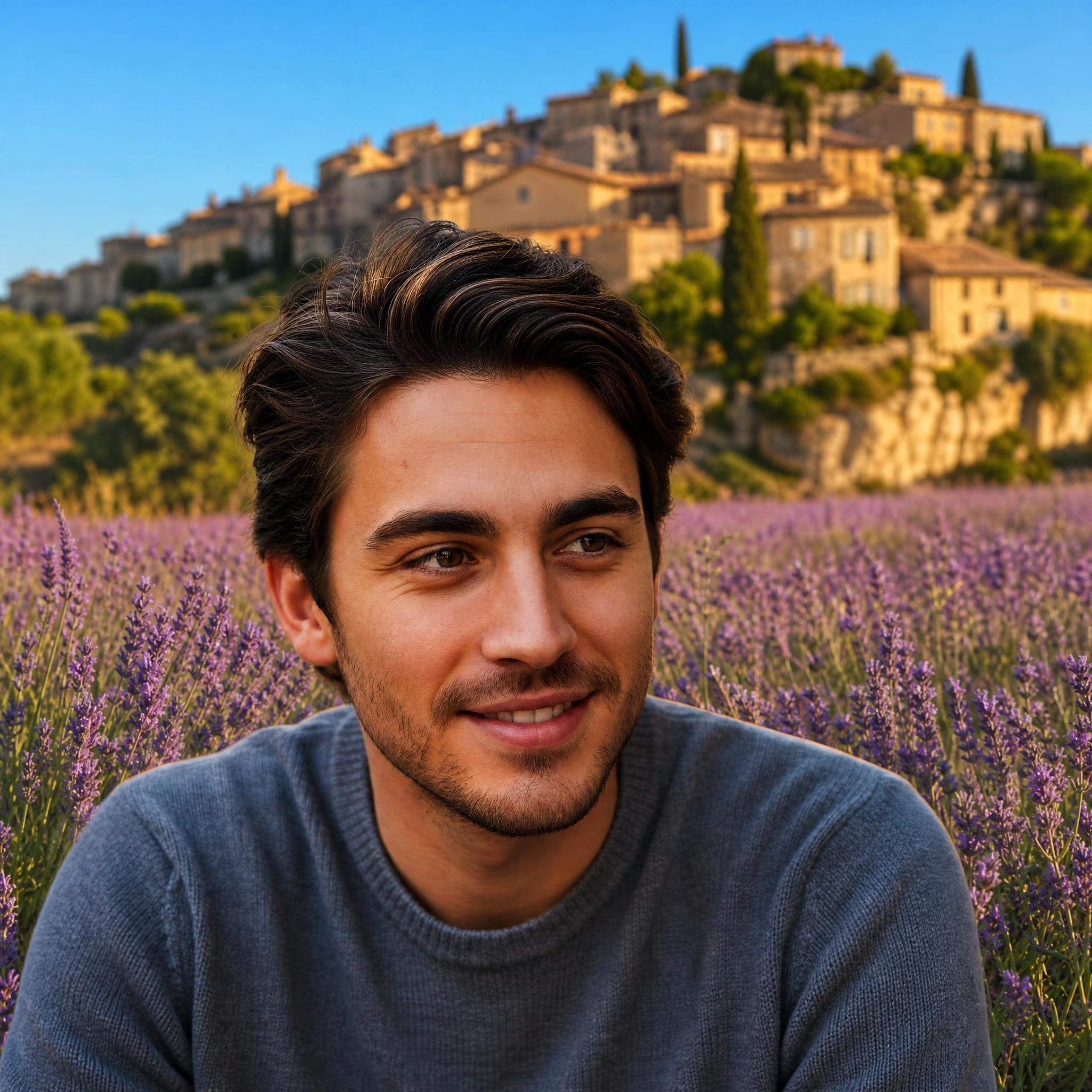 Portrait placé dans un décor de Provence avec ChatGPT