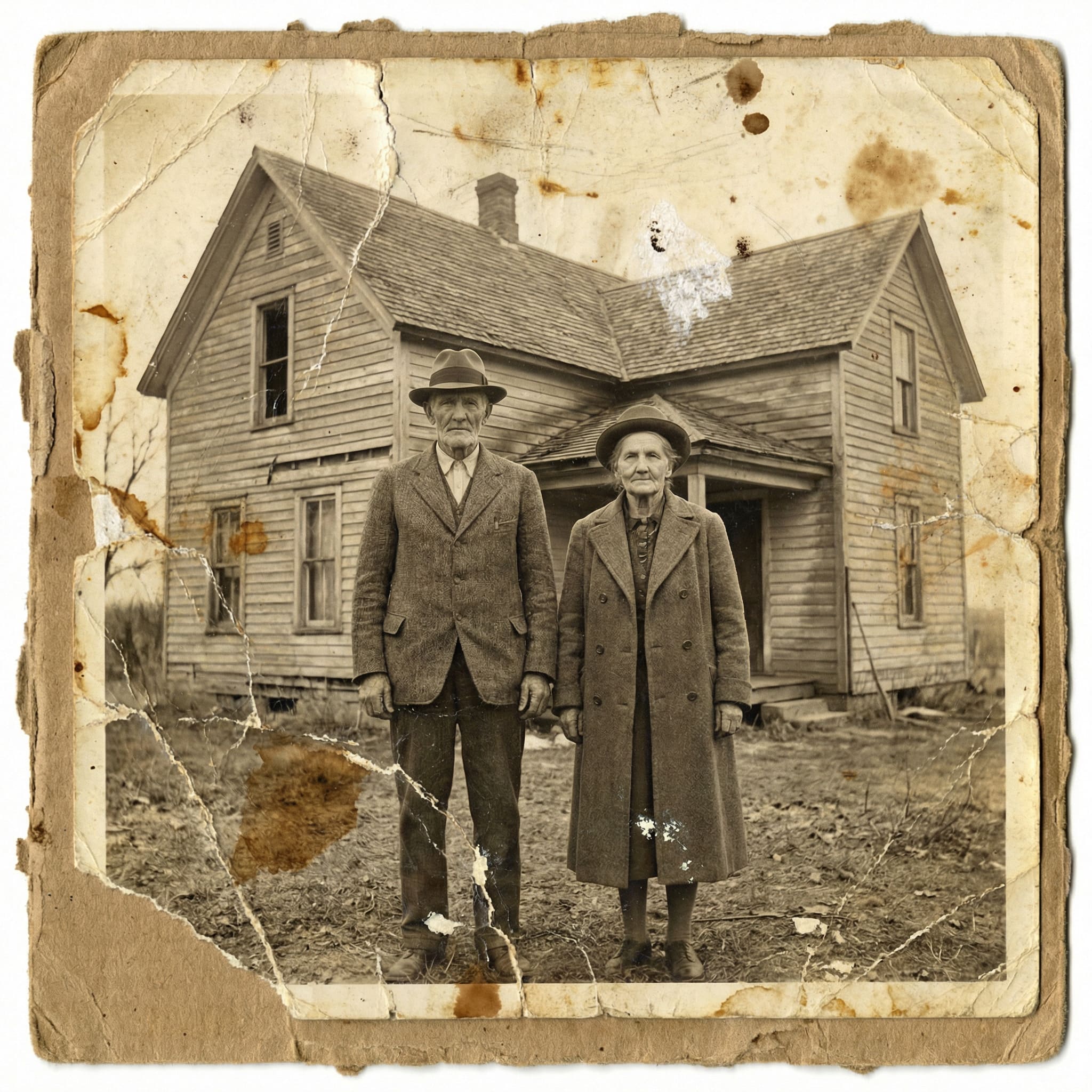 Vieille photo abîmée avant restauration