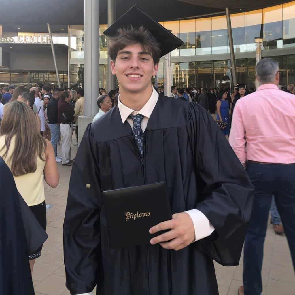 Foto de graduación con elementos distractores en el fondo, antes de limpiar con IA en MyEdit