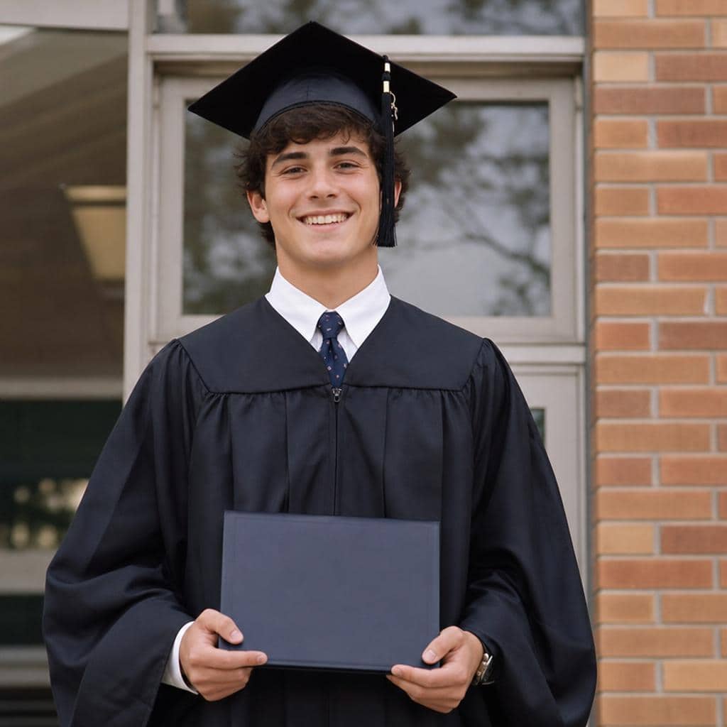 Foto de graduación original en color, antes de convertir a blanco y negro con IA en MyEdit