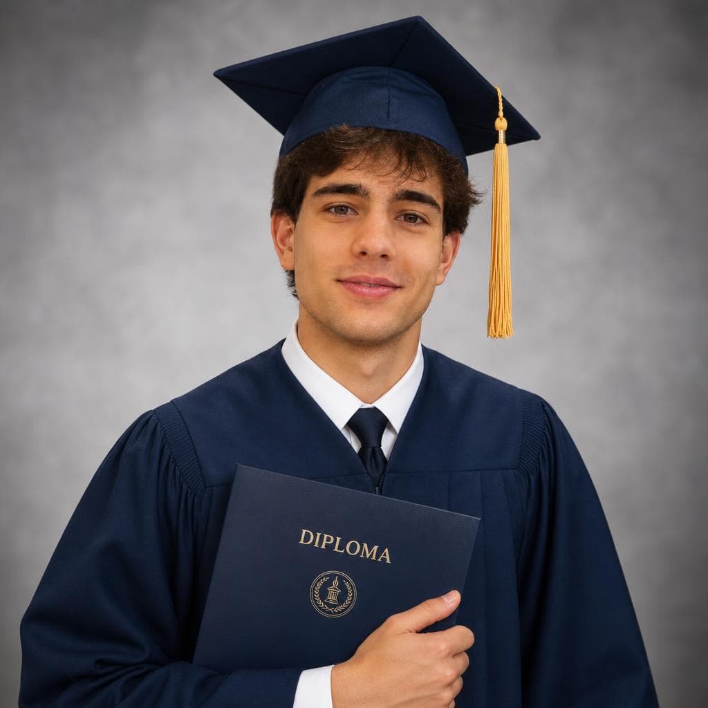 Foto de graduación universitaria clásica transformada con IA en MyEdit