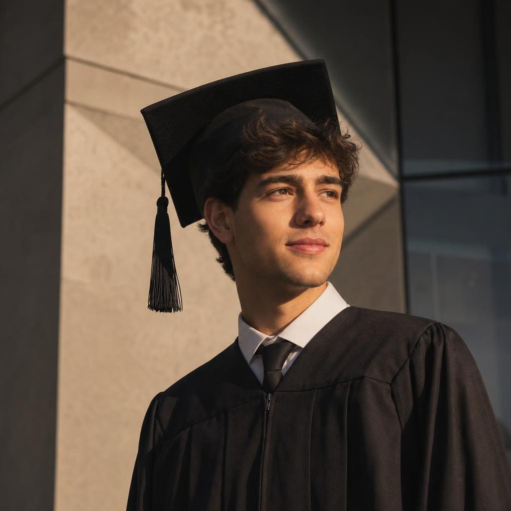 Foto de graduación estilo editorial transformada con IA en MyEdit