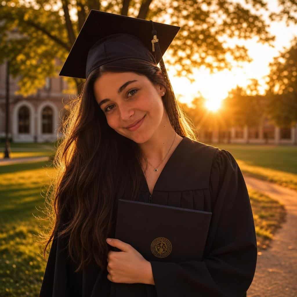 Foto de graduación en golden hour transformada con IA en MyEdit
