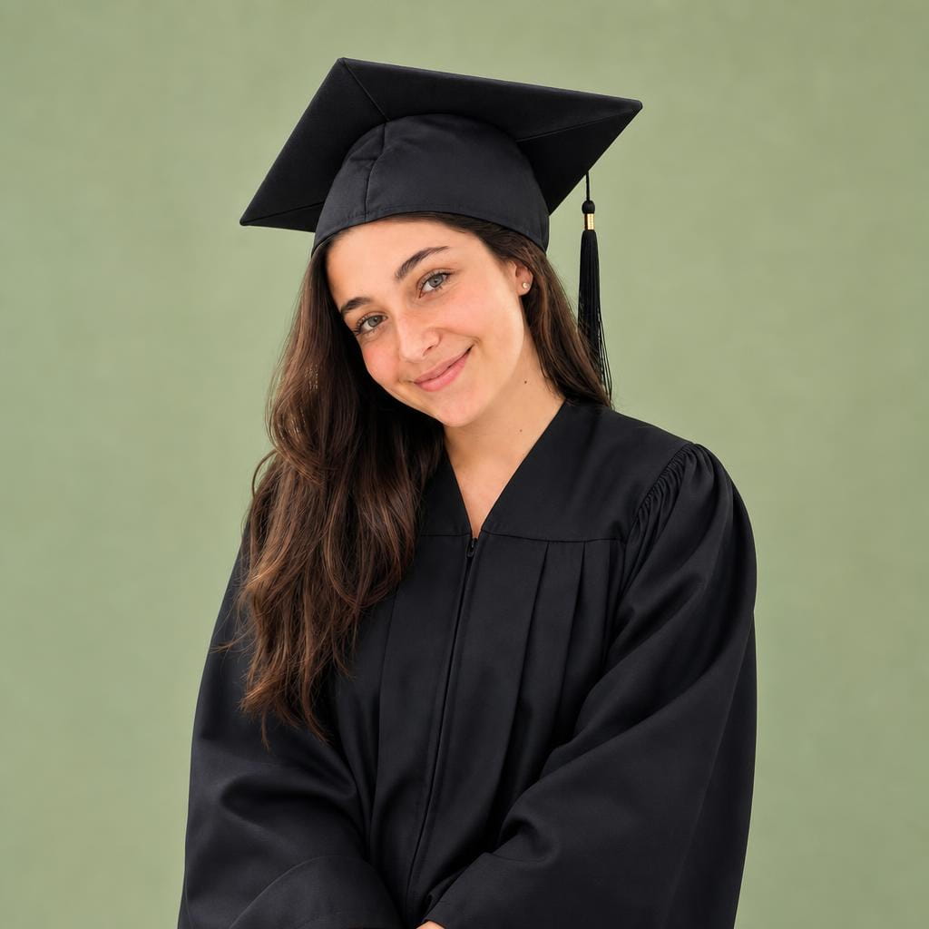 Foto de graduación minimalista transformada con IA en MyEdit